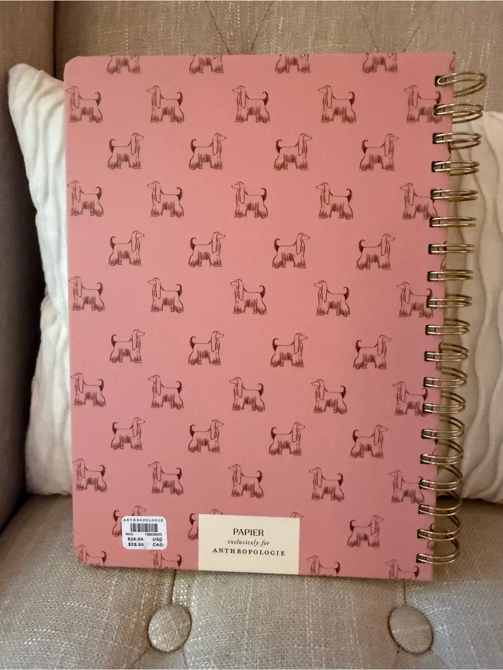 Anthropologie Papier Afghan Hounds Spiral Hardcover Lined Notebook
